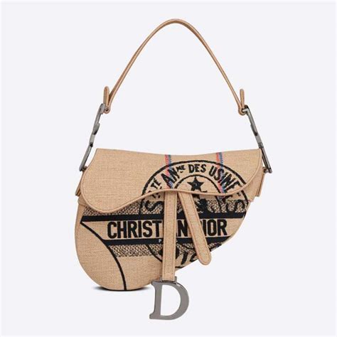 jute bag dior|Saddle Bag Beige Jute Canvas Embroidered with Dior Union .